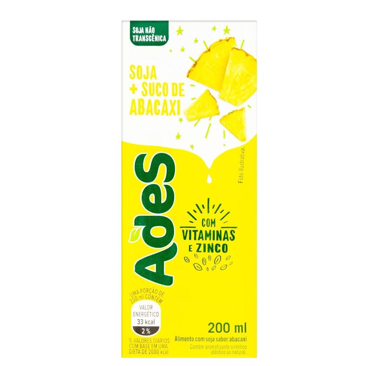 Suco De Soja ADES Sabor Abacaxi Caixa 200ml Clube Extra