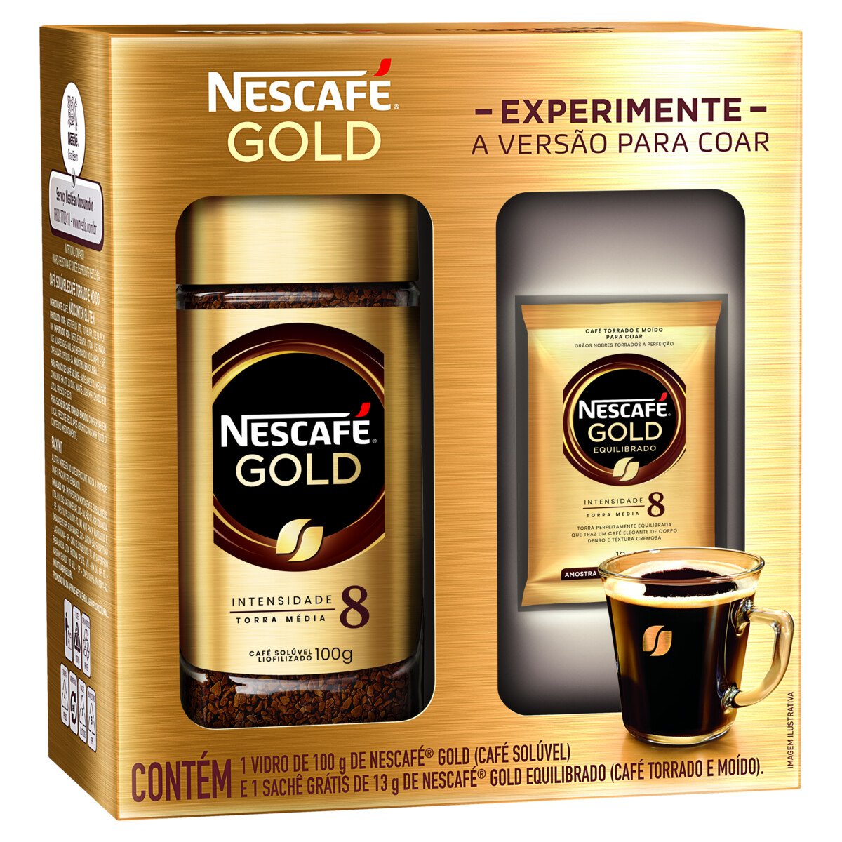 Kit Café Solúvel Liofilizado Nescafé Gold 100g Grátis Café Torrado e