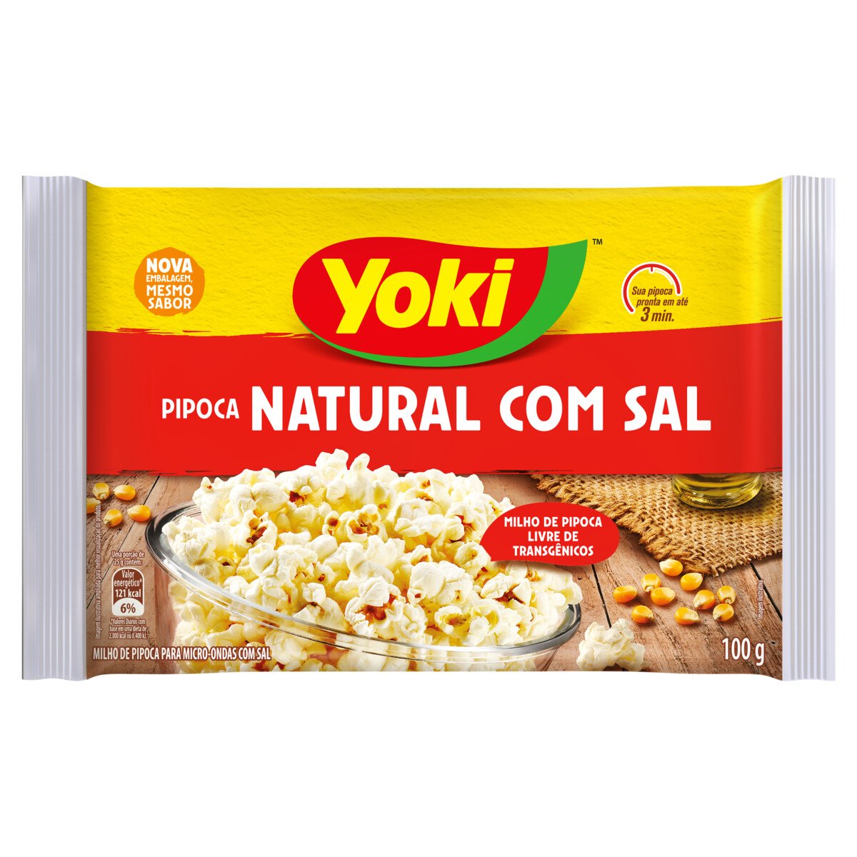 Pipoca Para Microondas Sabor Natural YOKI Sal 100g Clube Extra