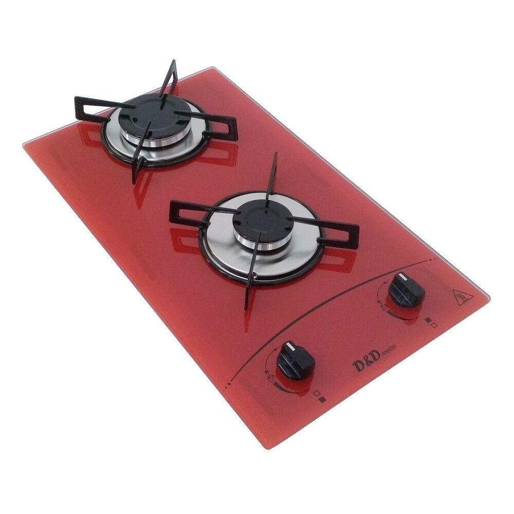 Fogão Cooktop 2 Bocas Vermelho D&D Metal Bivolt CE02V Clube Extra