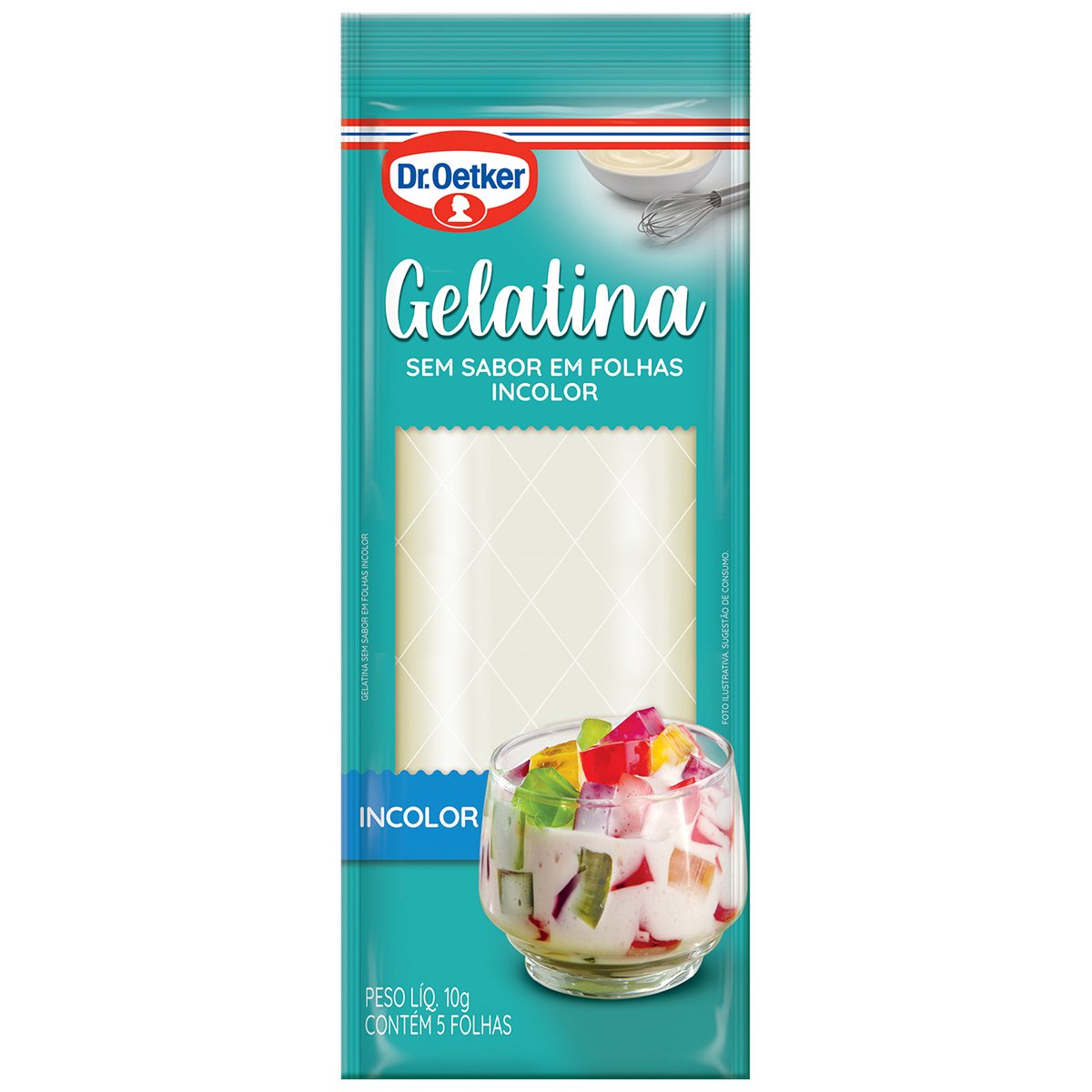 Dr Oetker Gelatina em Folha Incolor Sem Sabor Mais Consistência Para as Receitas Sobremesas