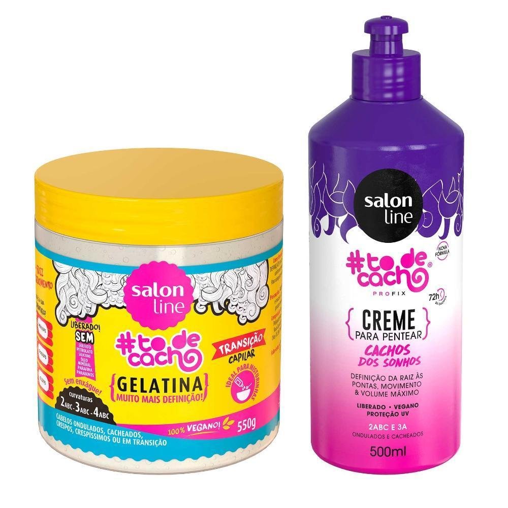 Kit Gelatina Transicao Capilar Creme Cachos Dos Sonhos Salon Line Clube Extra