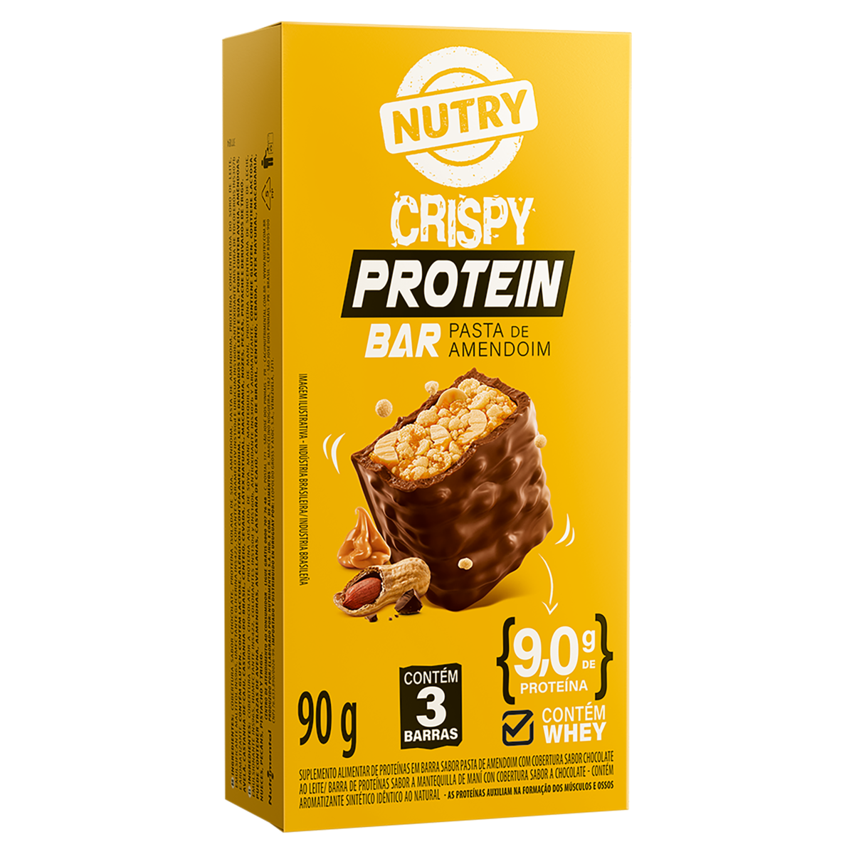 Pack Barra De Prote Na Pasta De Amendoim Cobertura Chocolate Ao Leite Nutry Crispy Protein Bar