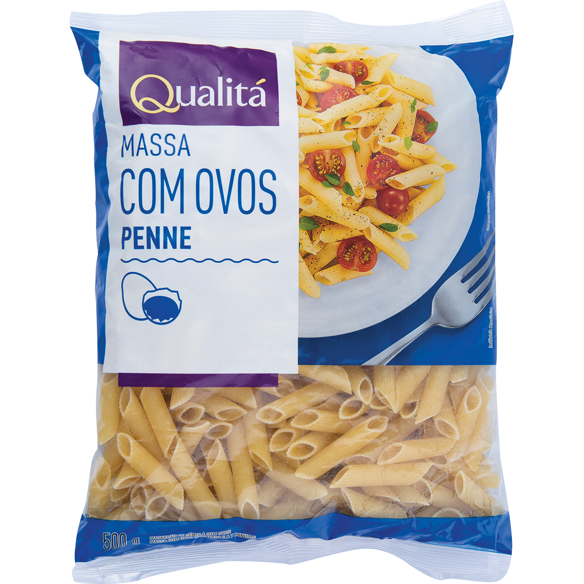 Macarrão com Ovos Penne QUALITÁ Pacote 500g Clube Extra