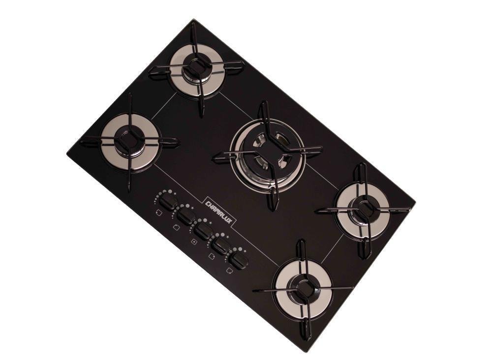 Fogão Cooktop 5 Bocas Preto Bivolt Chamalux Clube Extra