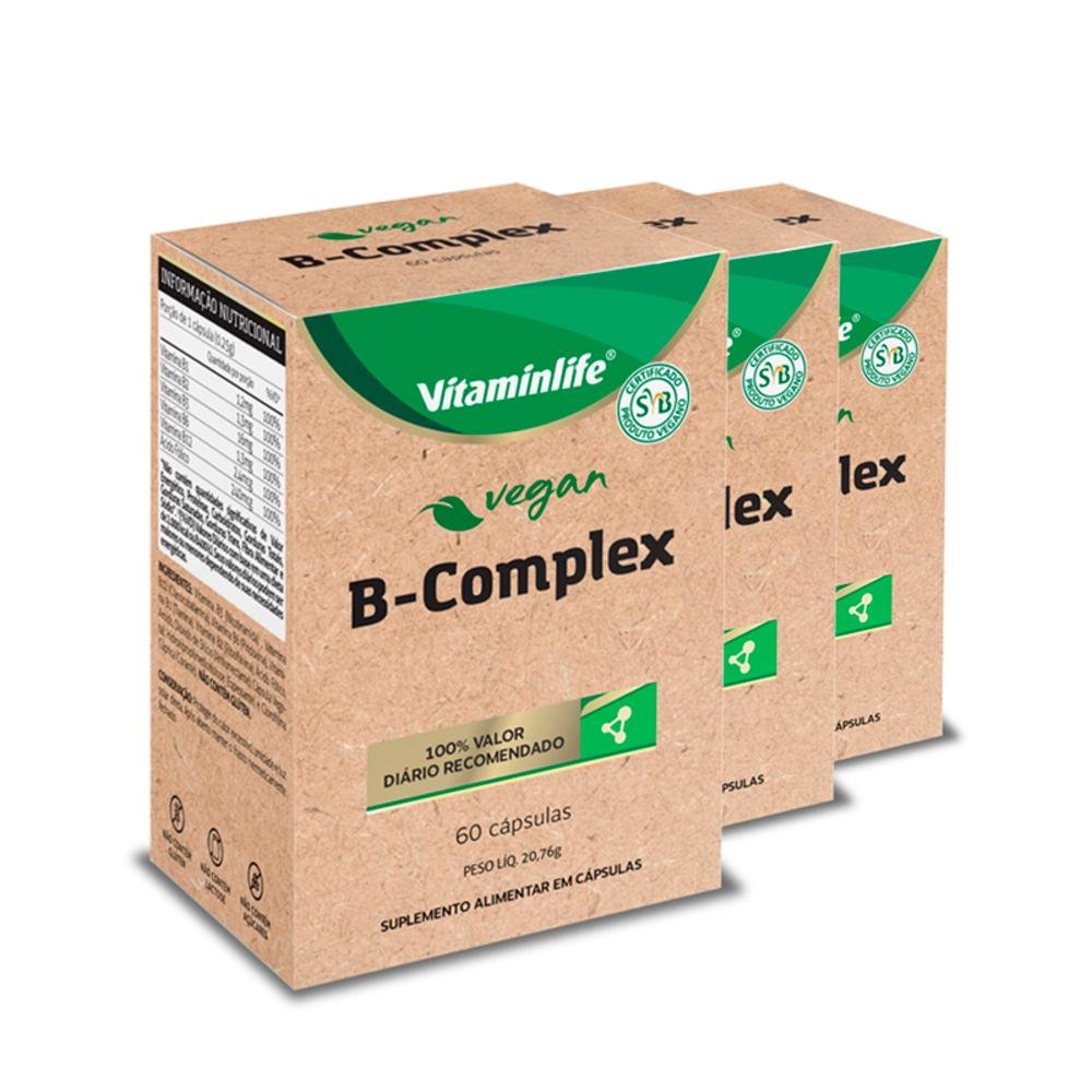 Kit 3 B Complex VitaminLife 60 Cápsulas Veganas | Clube Extra