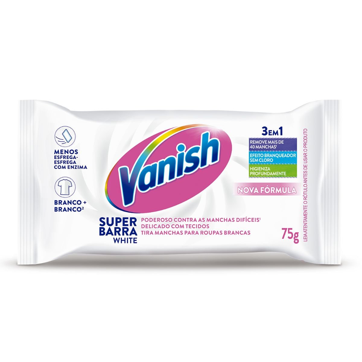 Tira Manchas em Barra Vanish White 75g para roupas brancas | Clube Extra